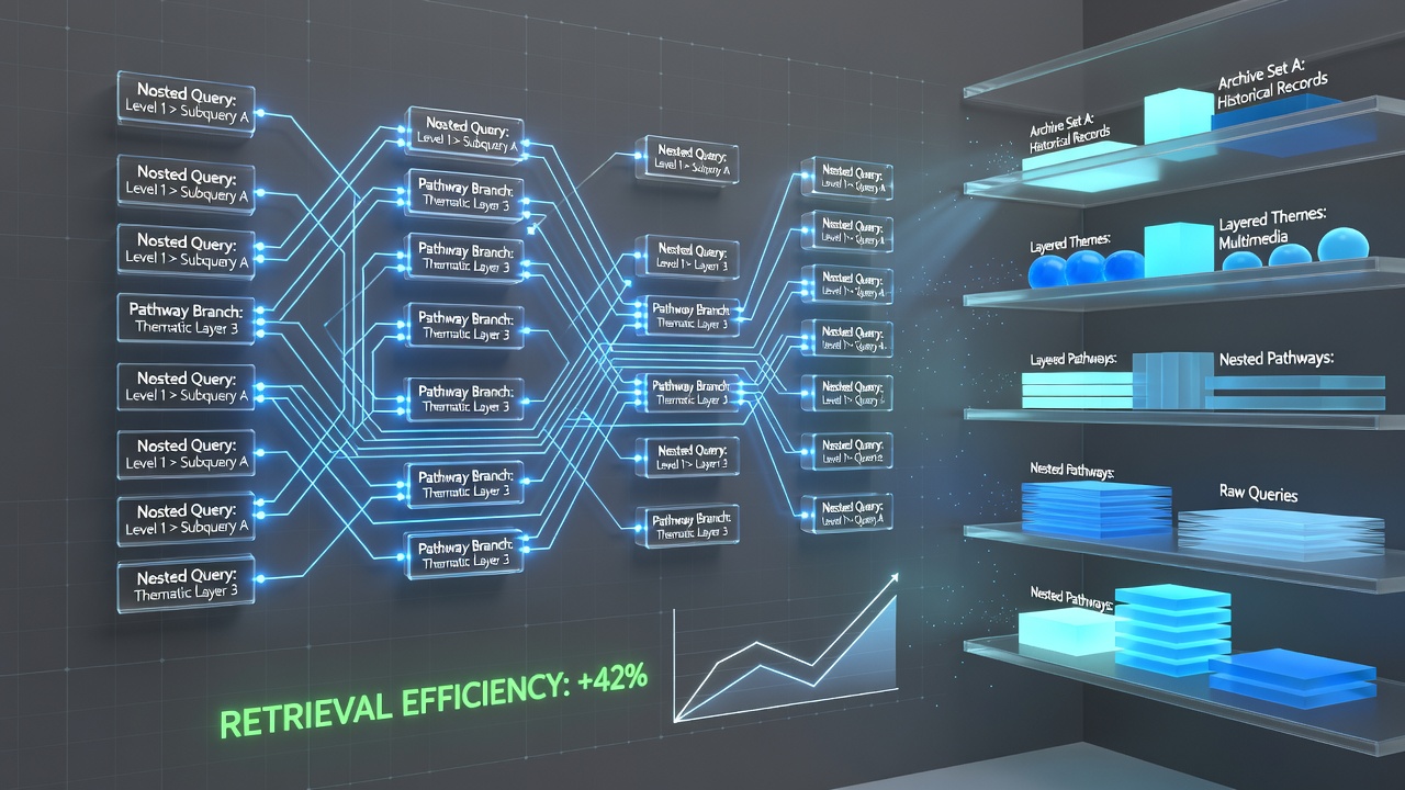 Exploring Nested Query Pathways in Layered Thematic Archives and Their Impact on Retrieval Efficiency
